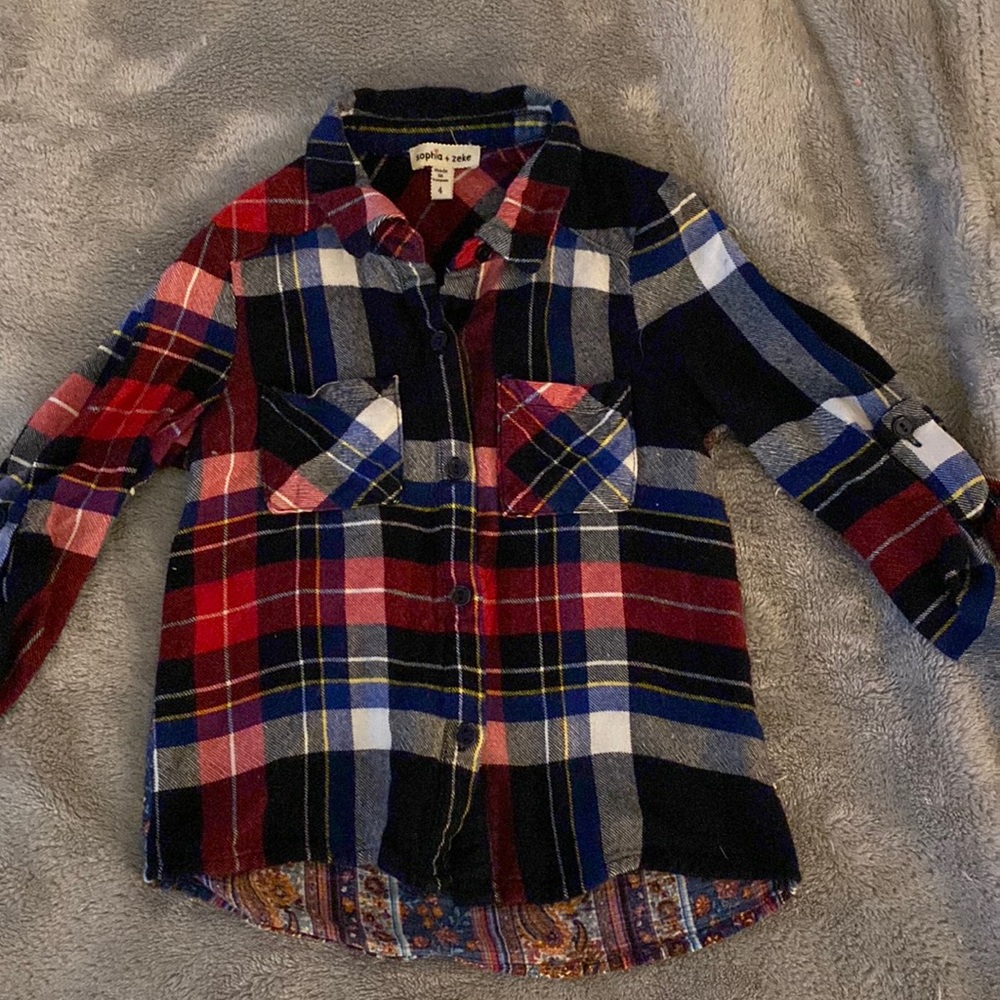 Girls long sleeved plaid shirt